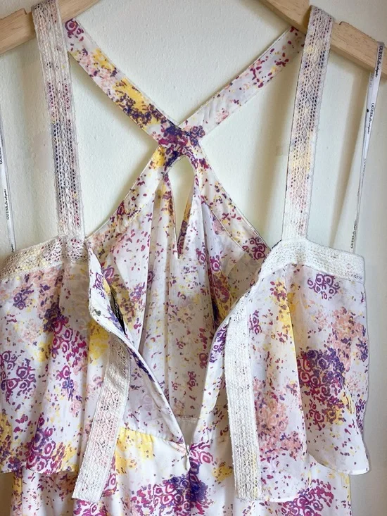 Guess Lace Floral Crisscross Halter Mini Dress Bohemian Romantic Flora Nikrooz - Picture 5 of 9